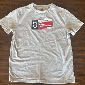 Under Armour White Short-Sleeve Tee with Red & Black Chest Graphic